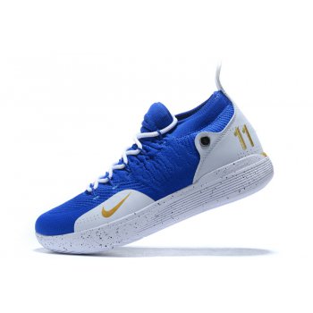 2020 Nike KD 11 Royal Blue White-Metallic Gold Shoes